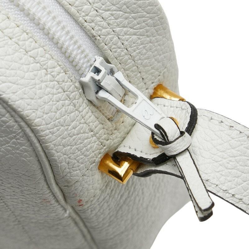 Christian Dior Shoulder Bag Purse Logo Leather White Authentic