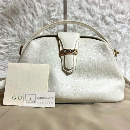 GUCCI Hand Shoulder Bag Tote Purse 2way White Authentic