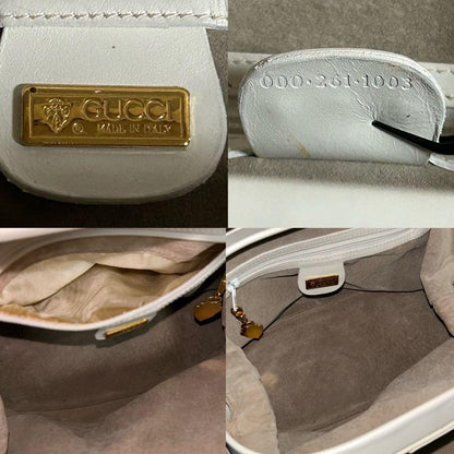GUCCI Hand Shoulder Bag Tote Purse 2way White Authentic