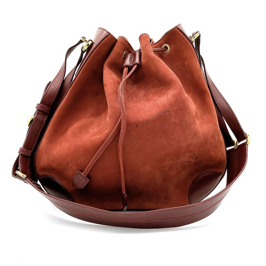 GUCCI Shoulder Bag Purse Suede Leather Red Authentic