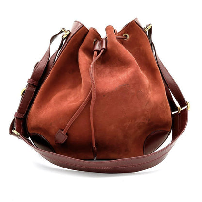 GUCCI Shoulder Bag Purse Suede Leather Red Authentic