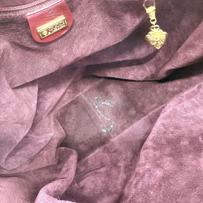 GUCCI Shoulder Bag Purse Suede Leather Red Authentic