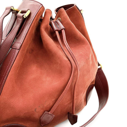 GUCCI Shoulder Bag Purse Suede Leather Red Authentic