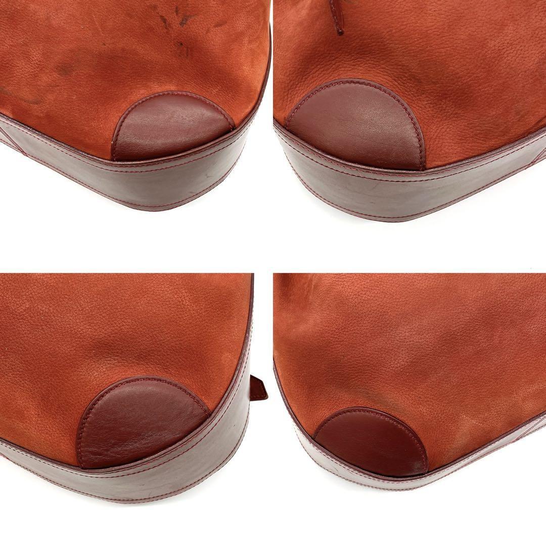 GUCCI Shoulder Bag Purse Suede Leather Red Authentic