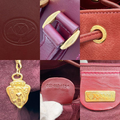 GUCCI Shoulder Bag Purse Suede Leather Red Authentic