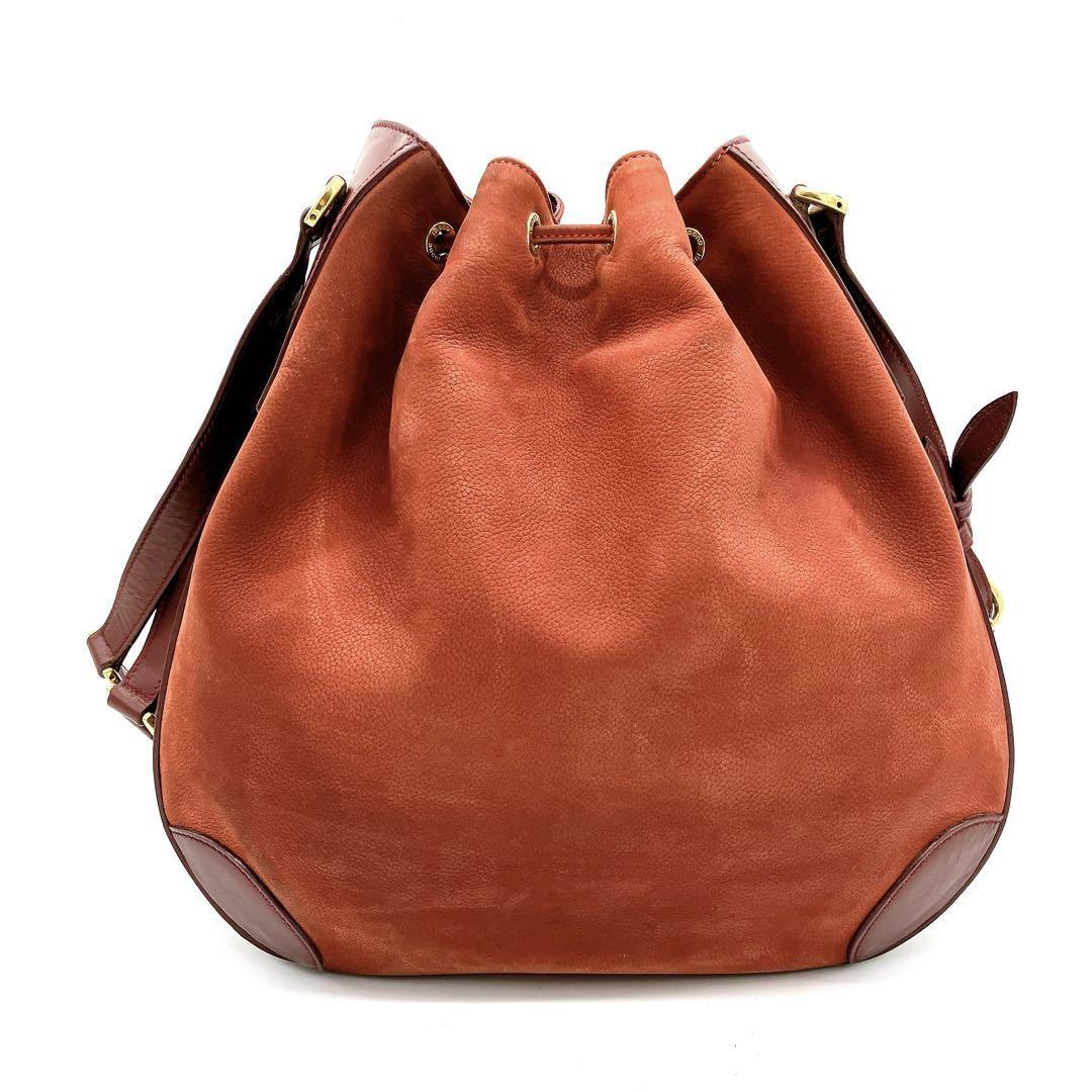 GUCCI Shoulder Bag Purse Suede Leather Red Authentic