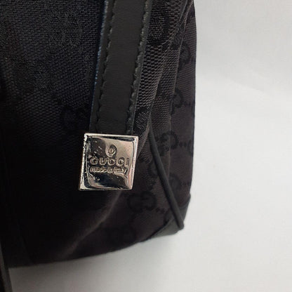 GUCCI Mini Boston Bag Hand Tote Purse GG Canvas Leather Black Authentic
