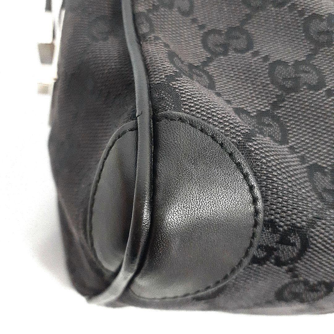 GUCCI Mini Boston Bag Hand Tote Purse GG Canvas Leather Black Authentic