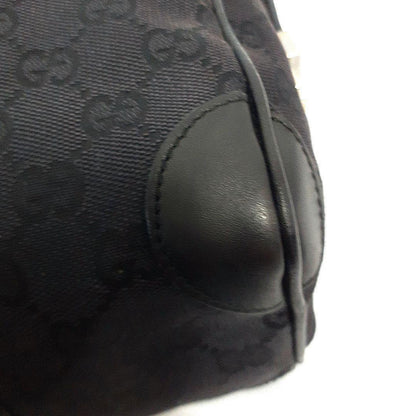 GUCCI Mini Boston Bag Hand Tote Purse GG Canvas Leather Black Authentic