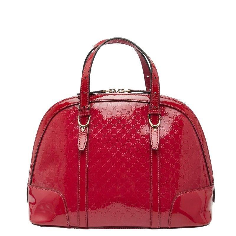 GUCCI Hand Bag Tote Purse Micro GG Patent Leather Pink Authentic