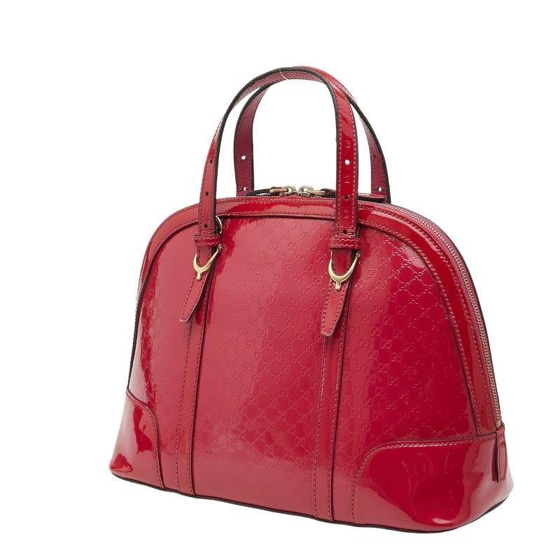 GUCCI Hand Bag Tote Purse Micro GG Patent Leather Pink Authentic