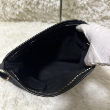 GUCCI Shoulder Bag Purse OLD GG Leather Black Authentic