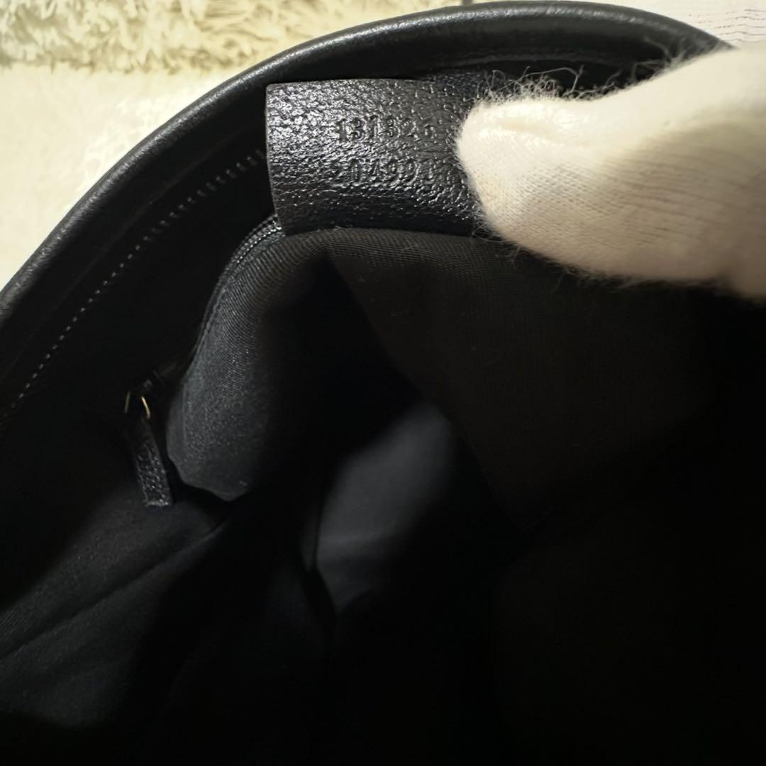 GUCCI Shoulder Bag Purse OLD GG Leather Black Authentic