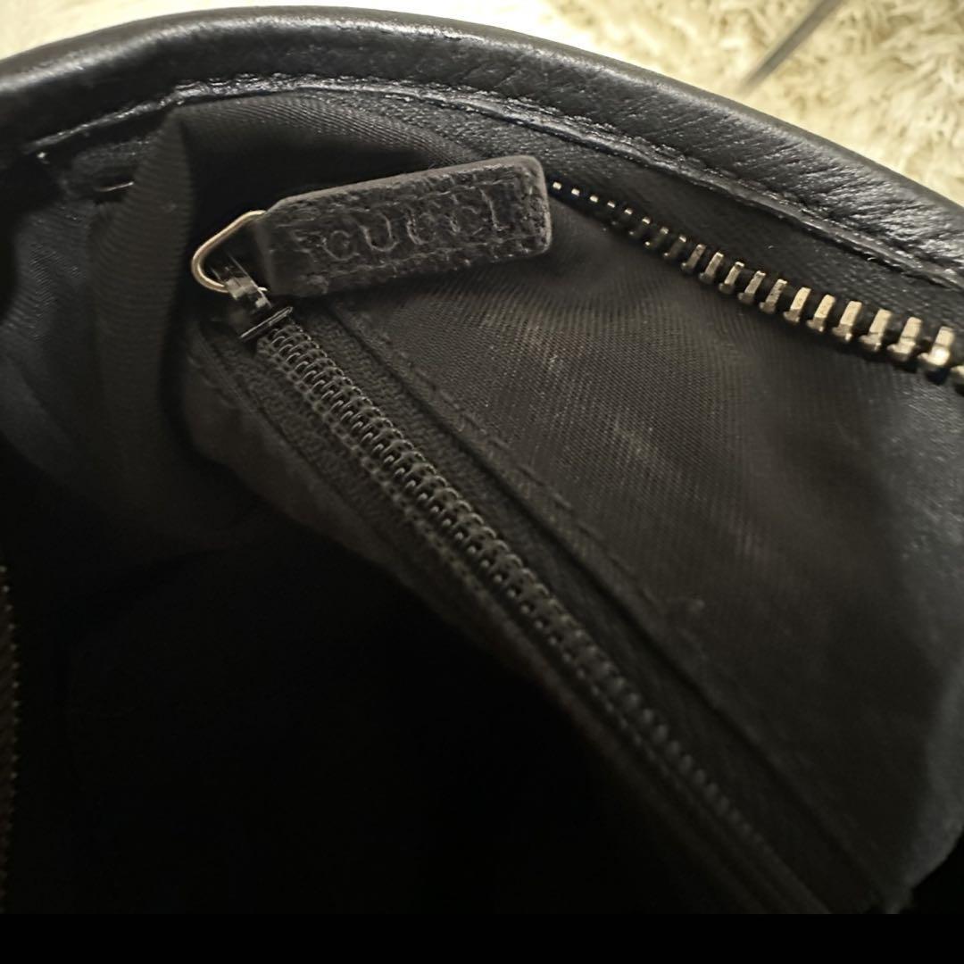 GUCCI Shoulder Bag Purse OLD GG Leather Black Authentic