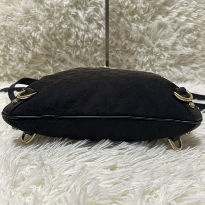 GUCCI Shoulder Bag Purse OLD GG Leather Black Authentic