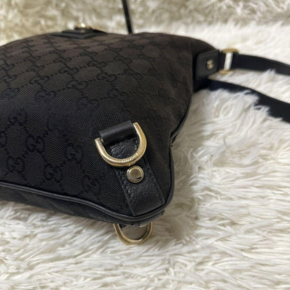 GUCCI Shoulder Bag Purse OLD GG Leather Black Authentic