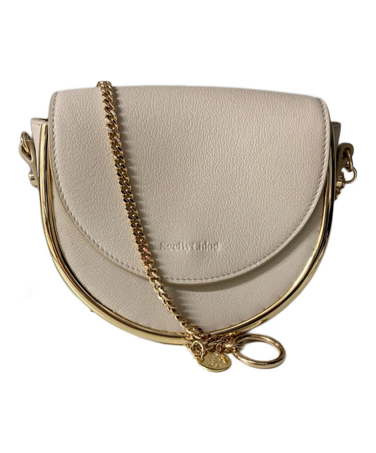 See By Chloe Shoulder Bag Purse Mara evening bag Beige Authentic