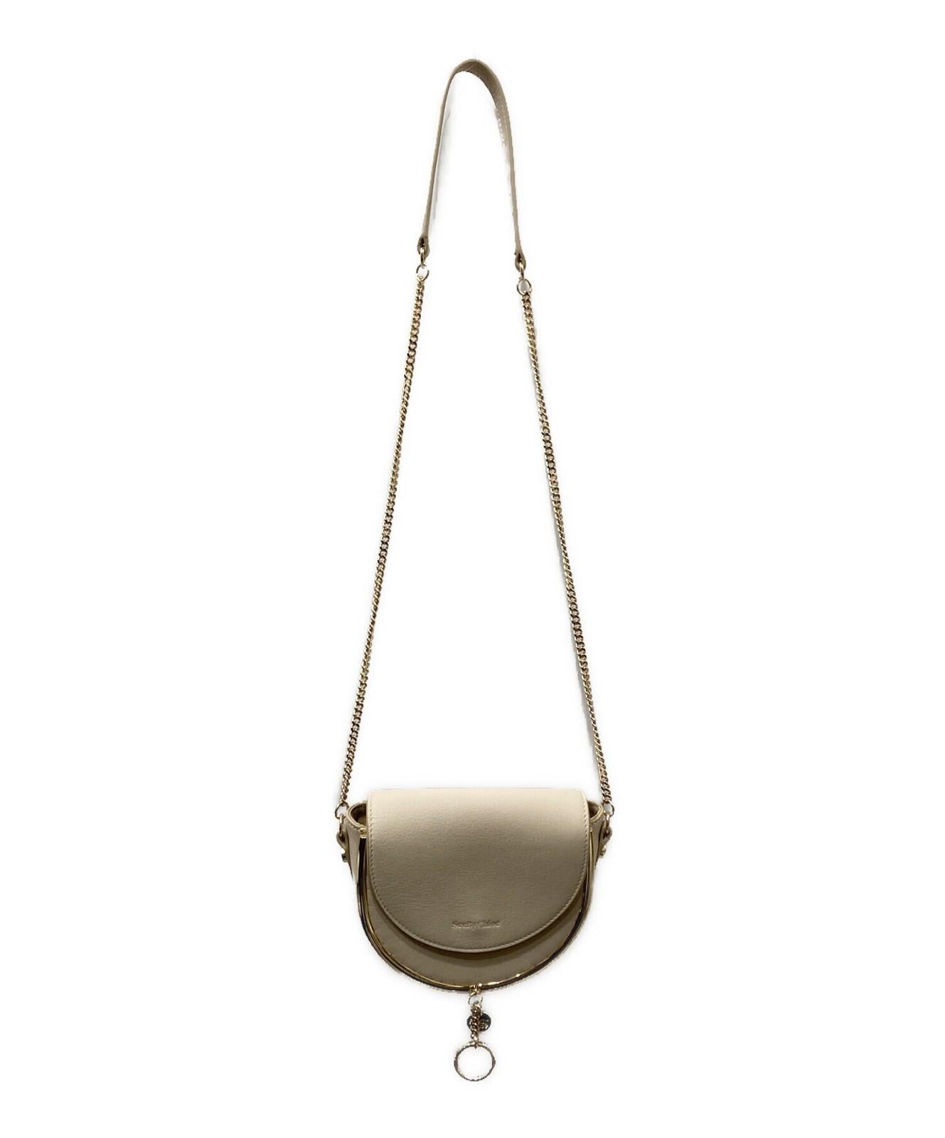 See By Chloe Shoulder Bag Purse Mara evening bag Beige Authentic