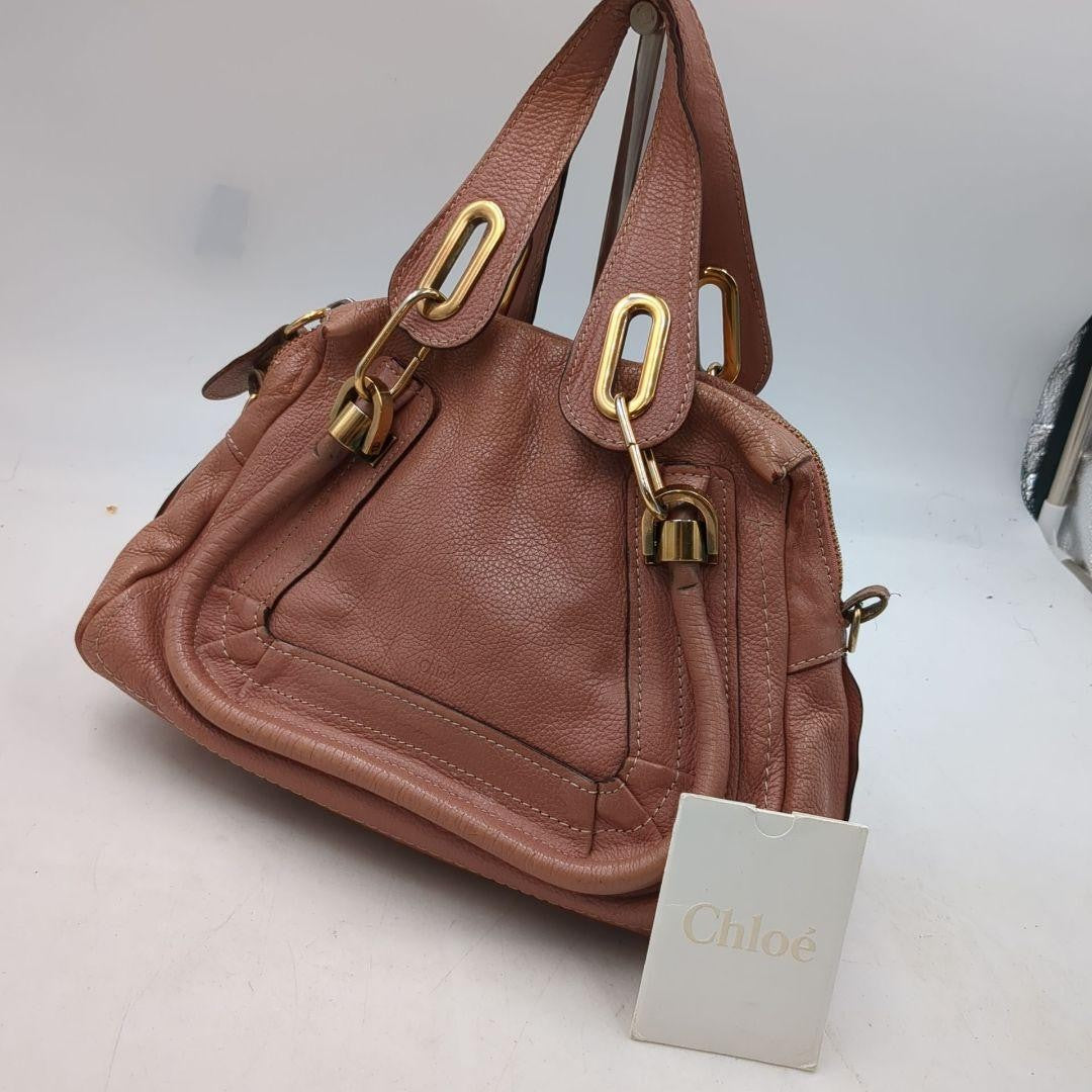 Chloe Hand Bag Tote Purse Paraty Brown Authentic