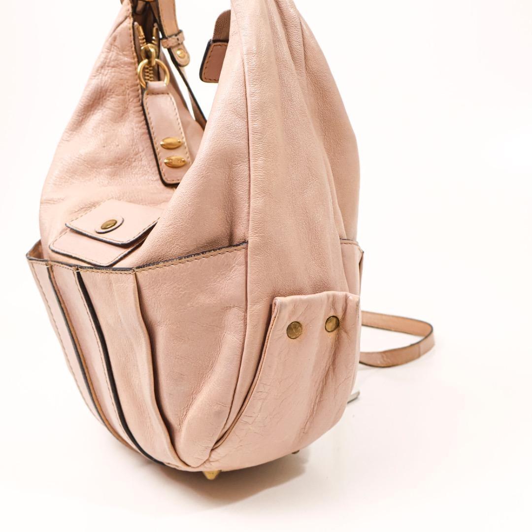 Chloe Hand Shoulder Bag Tote Purse 2way Leather Smoky Pink Authentic