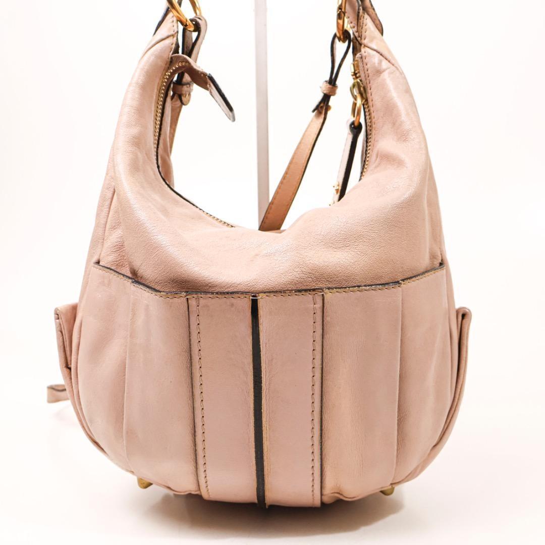 Chloe Hand Shoulder Bag Tote Purse 2way Leather Smoky Pink Authentic