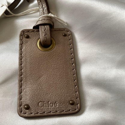 Chloe Hand Bag Tote Purse Tracy Leather Beige Gold Authentic