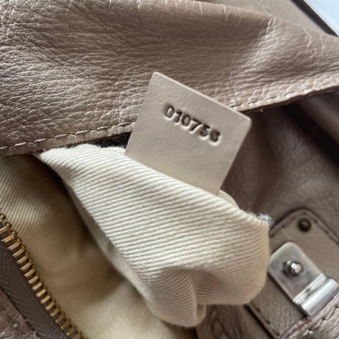 Chloe Hand Bag Tote Purse Tracy Leather Beige Gold Authentic