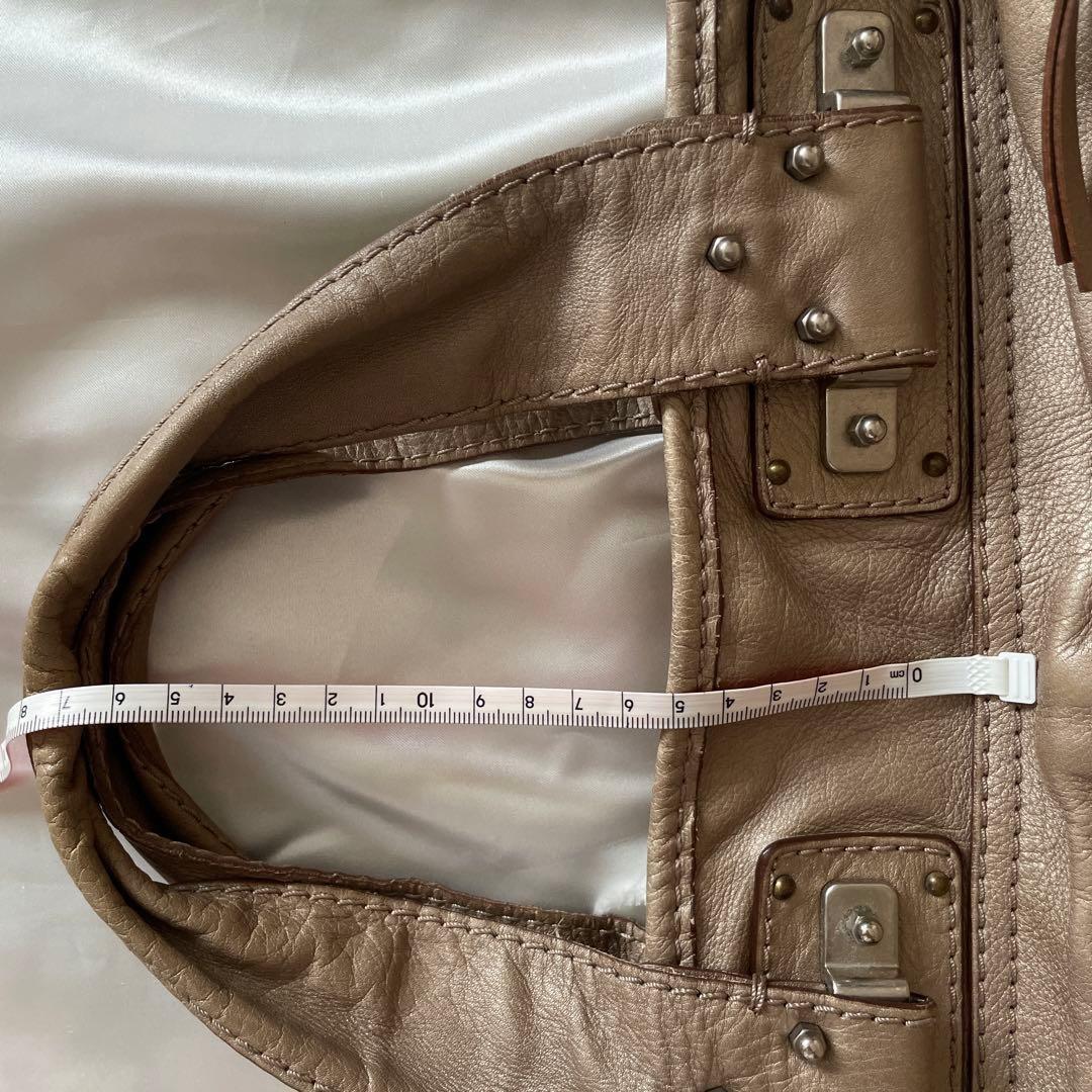 Chloe Hand Bag Tote Purse Tracy Leather Beige Gold Authentic