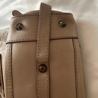 Chloe Hand Bag Tote Purse Tracy Leather Beige Gold Authentic