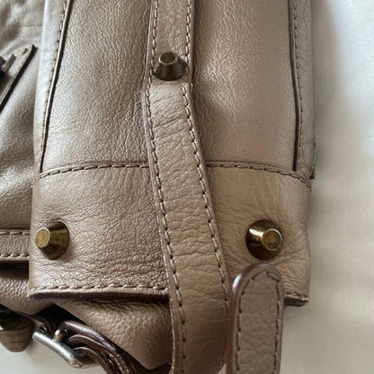 Chloe Hand Bag Tote Purse Tracy Leather Beige Gold Authentic
