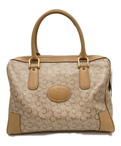 CELINE diffusion Boston Bag Hand Tote Purse C Macadam Beige Authentic