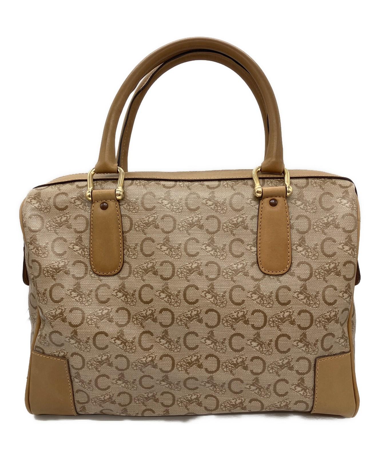 CELINE diffusion Boston Bag Hand Tote Purse C Macadam Beige Authentic