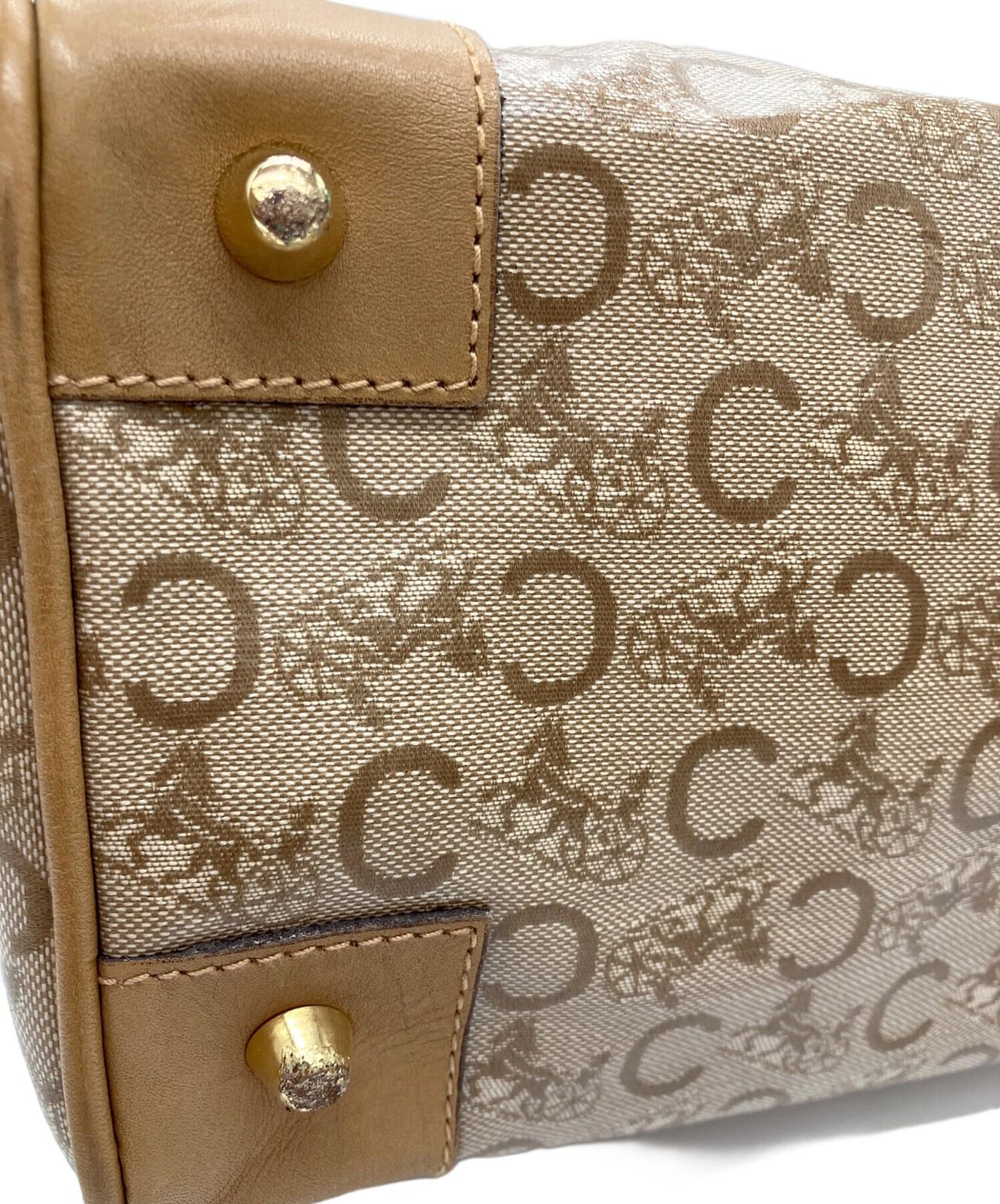 CELINE diffusion Boston Bag Hand Tote Purse C Macadam Beige Authentic