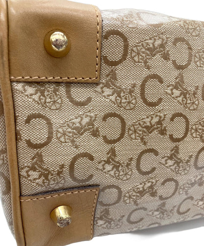 CELINE diffusion Boston Bag Hand Tote Purse C Macadam Beige Authentic