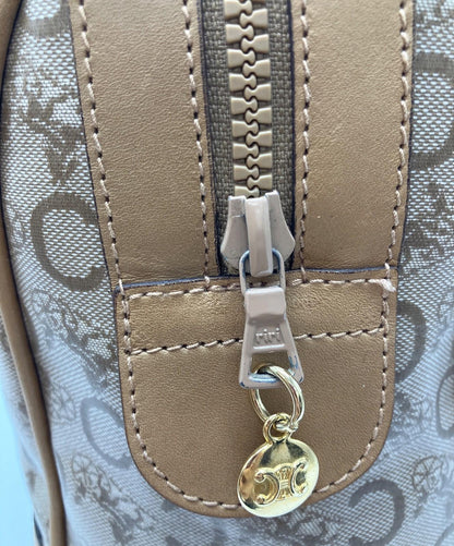 CELINE diffusion Boston Bag Hand Tote Purse C Macadam Beige Authentic