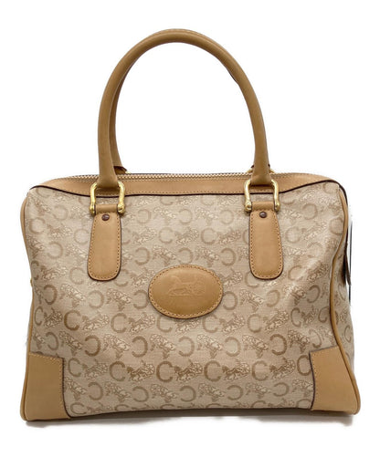CELINE diffusion Boston Bag Hand Tote Purse C Macadam Beige Authentic