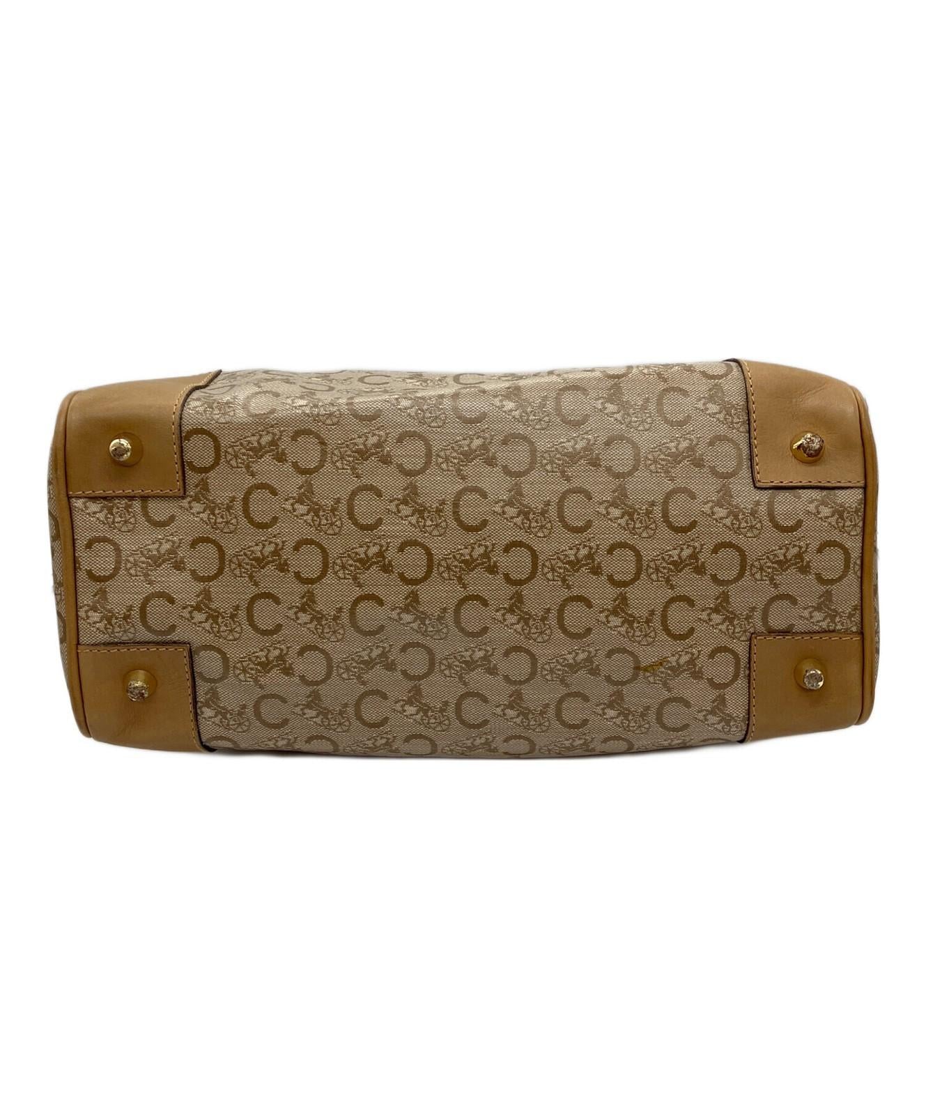 CELINE diffusion Boston Bag Hand Tote Purse C Macadam Beige Authentic