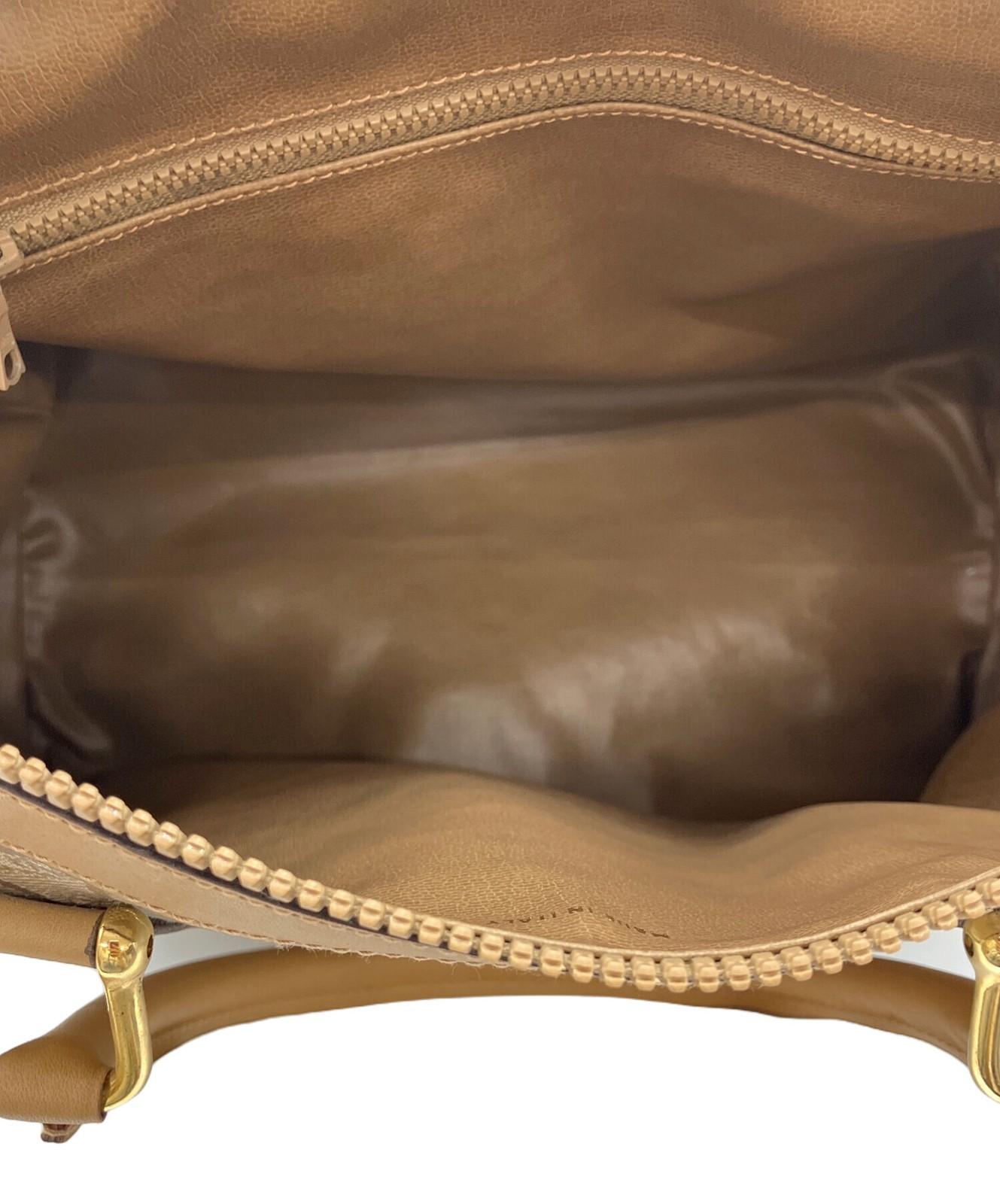 CELINE diffusion Boston Bag Hand Tote Purse C Macadam Beige Authentic