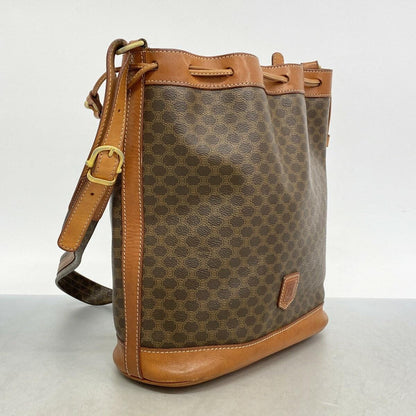 CELINE Shoulder Bag Purse Macadam PVC Brown Authentic