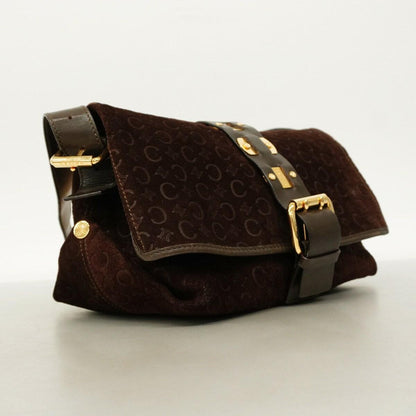 CELINE Shoulder Bag Purse C Macadam Suede Brown Authentic