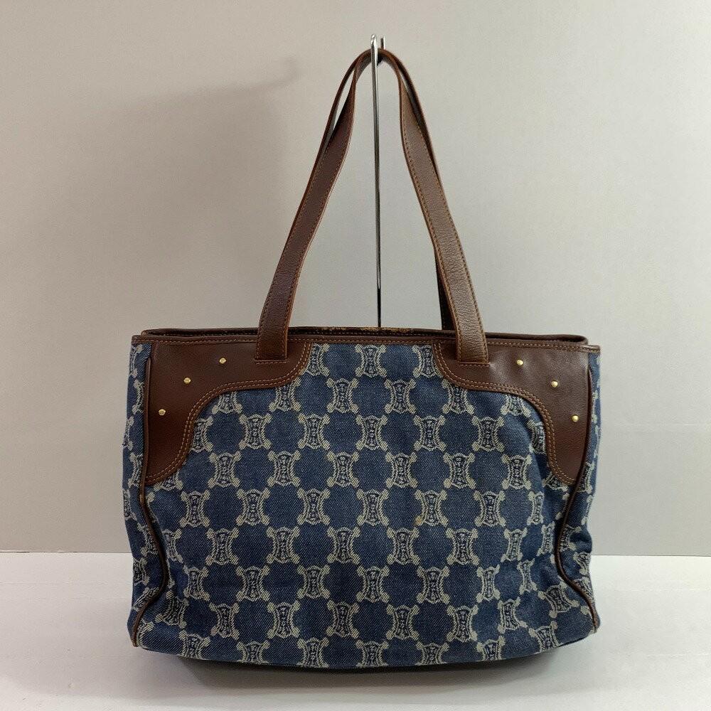 CELINE Hand Bag Tote Purse Macadam Old Denim Authentic