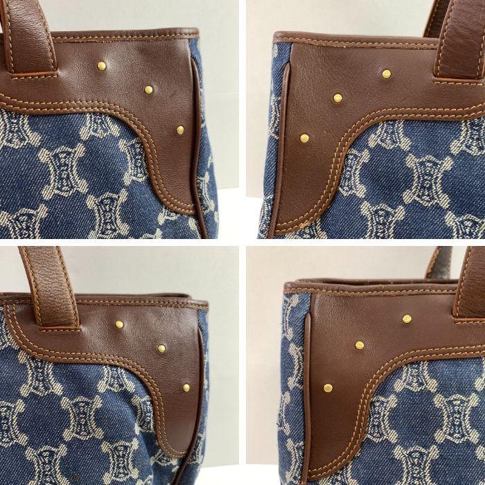 CELINE Hand Bag Tote Purse Macadam Old Denim Authentic