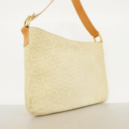CELINE Shoulder Bag Purse C Macadam Suede Beige Authentic