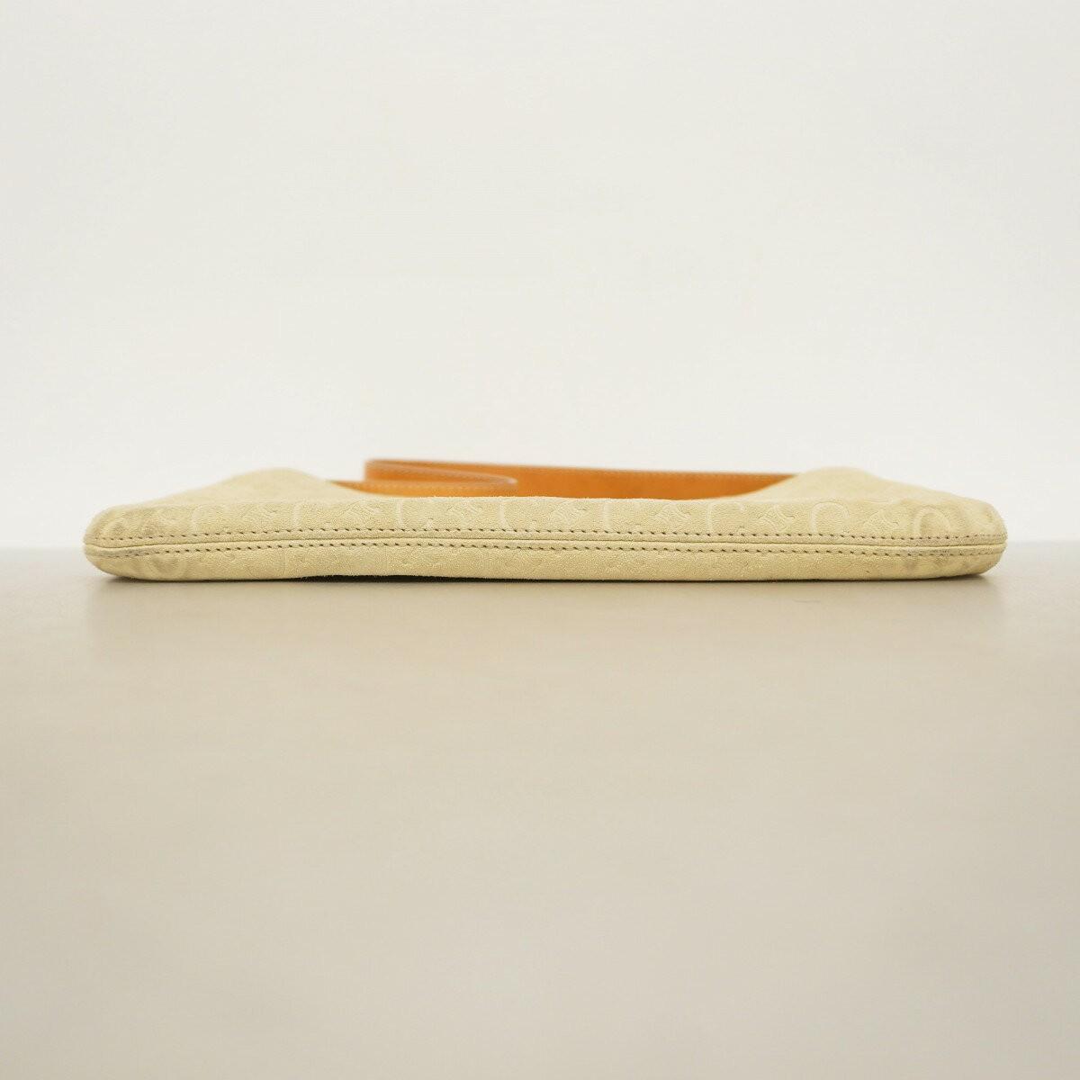 CELINE Shoulder Bag Purse C Macadam Suede Beige Authentic