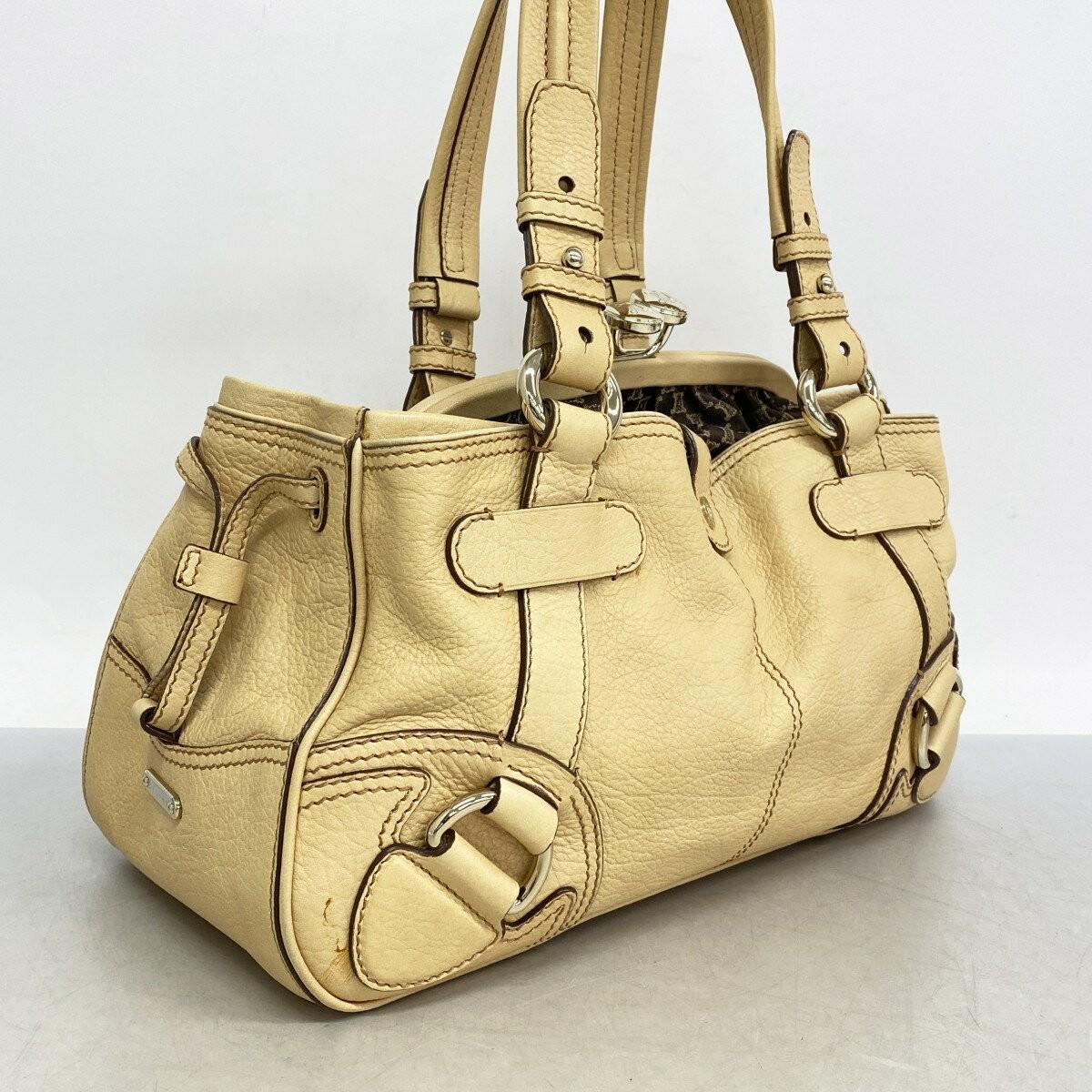 CELINE Shoulder Bag Purse Boogie Leather Beige Authentic