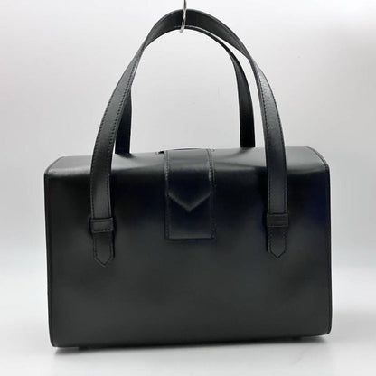 CELINE Hand Bag Tote Purse Gancini Leather Black Authentic