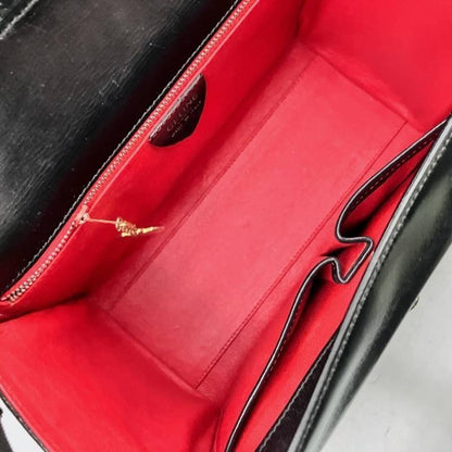 CELINE Hand Bag Tote Purse Gancini Leather Black Authentic