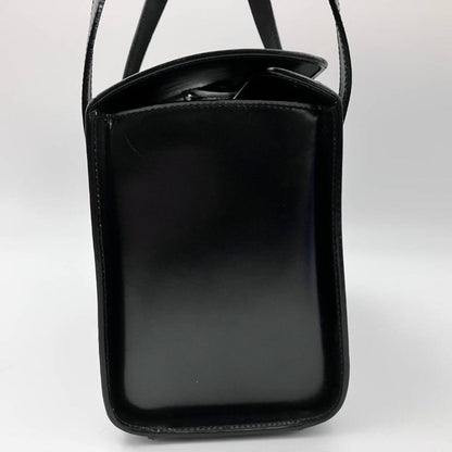 CELINE Hand Bag Tote Purse Gancini Leather Black Authentic