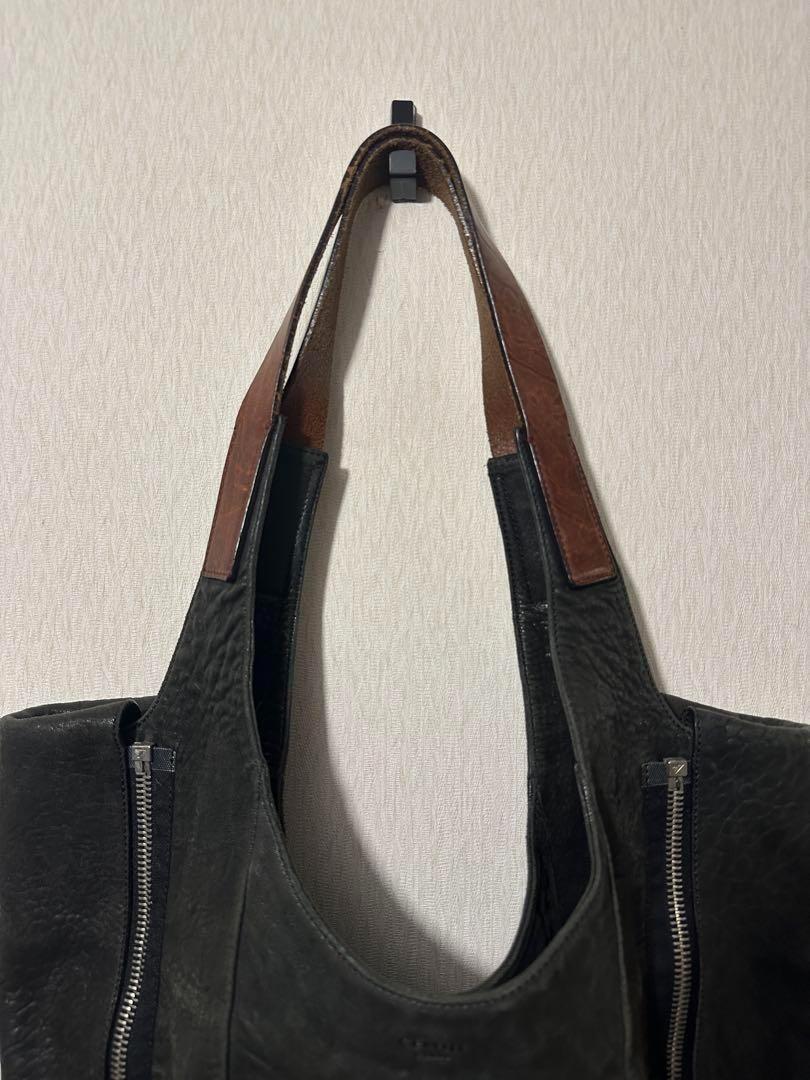 CELINE Hand Bag Tote Purse Zipper Leather Authentic