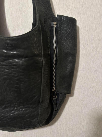 CELINE Hand Bag Tote Purse Zipper Leather Authentic
